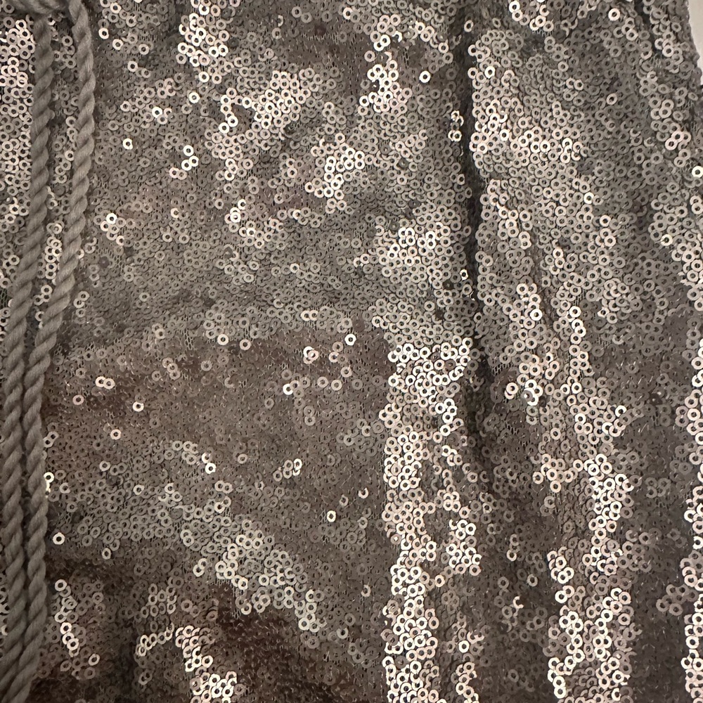 Silver Sequin Jogger Pants With Draw String Waist - image 2